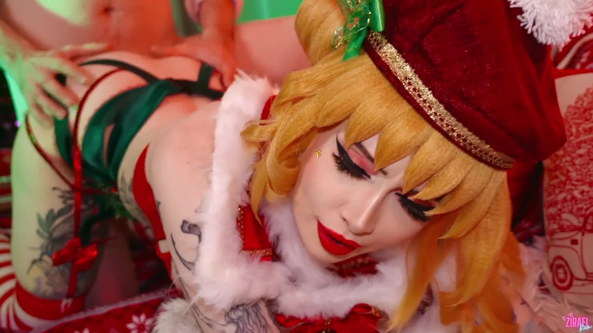 0002 - Dva is wearing sleighing skin from Overwatch defeated by cock. Cut version (ph63af3d47d52e3)