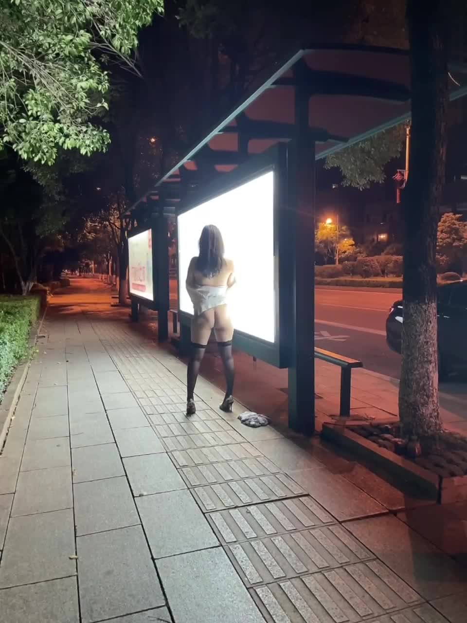 泡芙骚妇 夜晚公交站露出勾引路人不成 倒是摄影师忍不住过去给她口交暴力后入