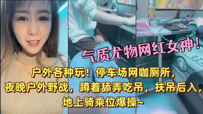 国产自拍气质尤物网红女神！户外各种玩！停车场网咖厕所，夜晚户外野战，蹲着舔弄吃吊，扶吊后入，地上骑乘位爆操~